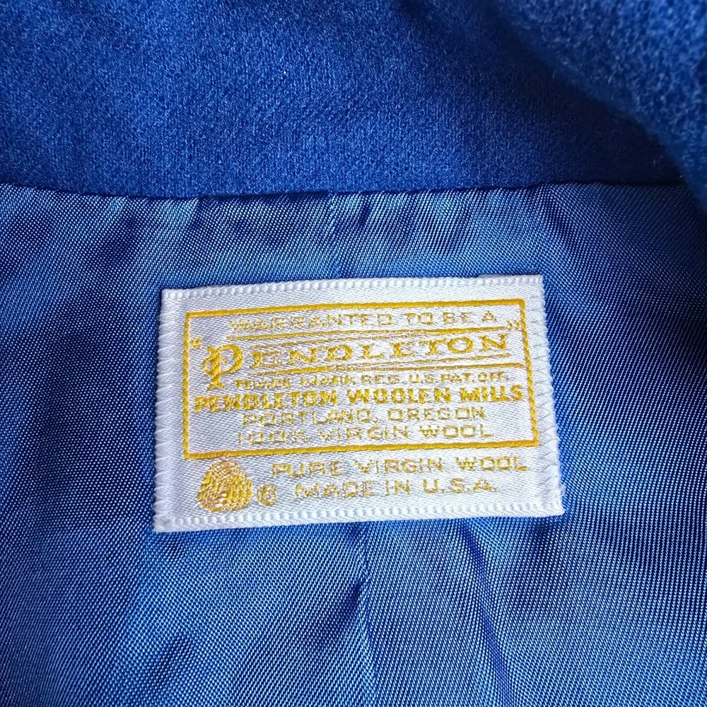 Pendleton Womens Blue 100% Virgin Wool Single Button Blazer Jacket‎ USA Size 10